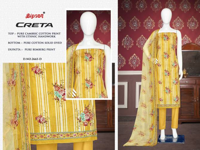 Creta 2665 By Bipson Printed Cambric Cotton Dress Material Wholesale Online